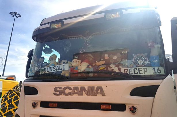 Lorry Driver with Windscreen Obscured by Dozens of Cuddly Toys