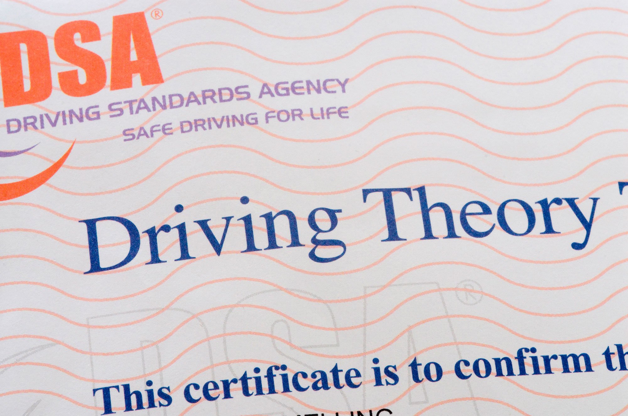 Driving theory certificate