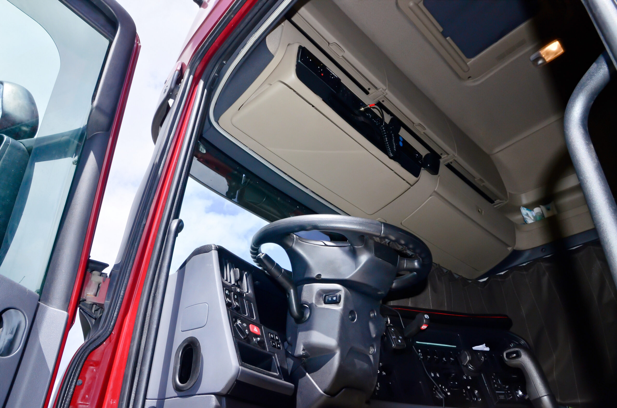 Lorry,Driver,Cabin,Interior,And,Cb,Radio,And,Steering,Wheel
