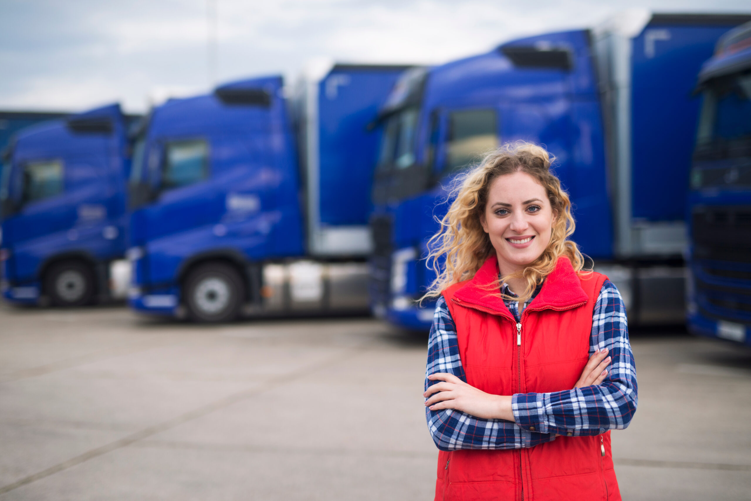 Truck,Driver,Occupation.,Portrait,Of,Woman,Truck,Driver,In,Casual