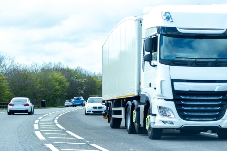 hgv lorry driving on motorway